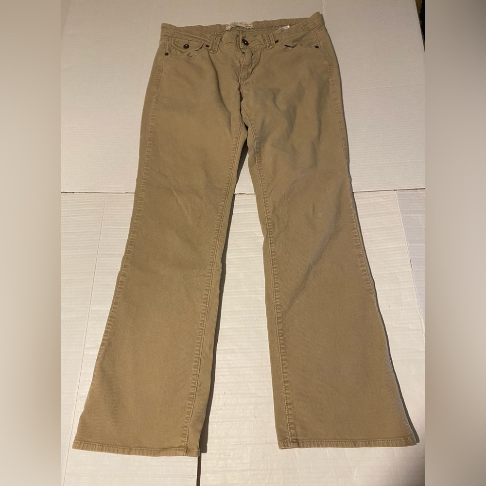 Old Navy size 10 women’s tan corduroy mid-rise stretch bootcut flap pocket jeans